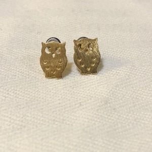 Gold Owl Stud Earrings
